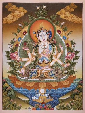 Namgyalma Thangka | Original Hand-Painted Tibetan Buddhist Thangka Art | Wall Hanging Decoration For Meditation And Yoga | Zen Buddhism